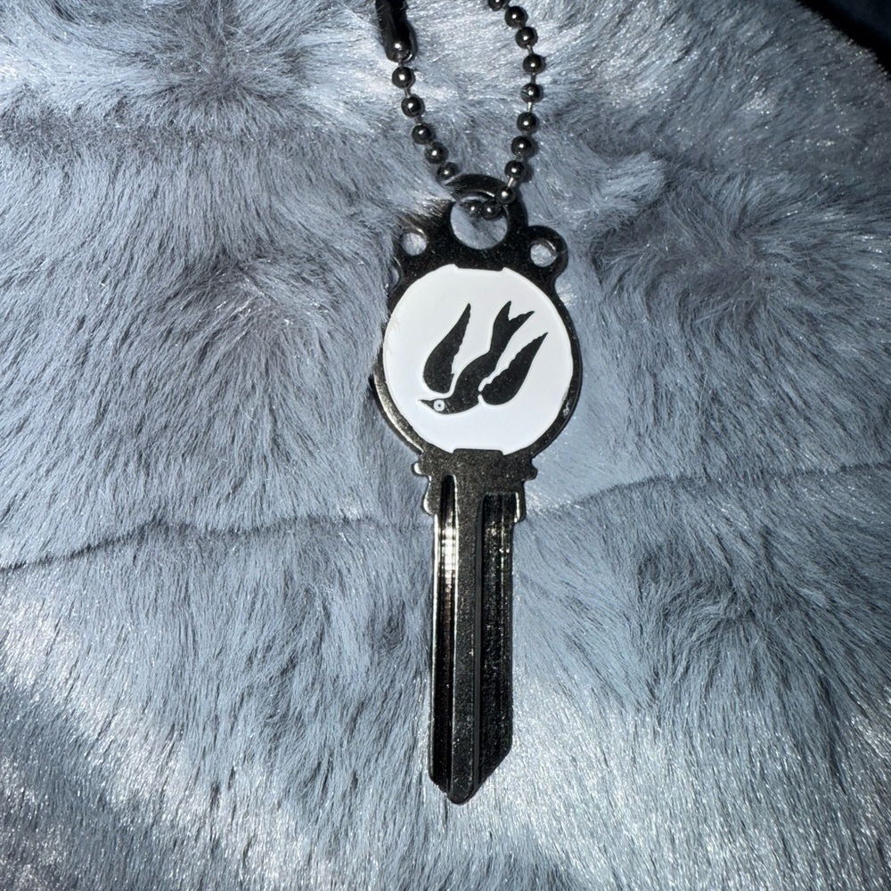 Stylish Silver Uncut Bioshock Inspired Key with Bird Design